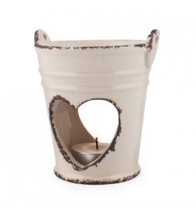 Brûle parfum seau cœur beige
