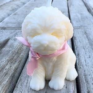 Bougie caniche toy CHAMPAGNE ROSE 70g