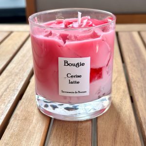 Bougie grand verre latte CERISE