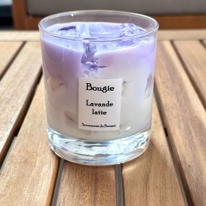Bougie grand verre latte LAVANDE