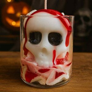 Bougie pâtissière TÊTE DE MORT BONBON CERISE