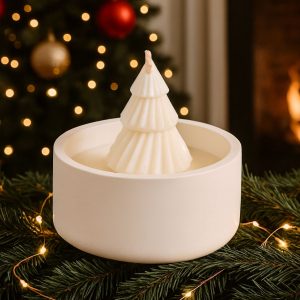 Bougie coupe blanche FORÊT DE NOËL
