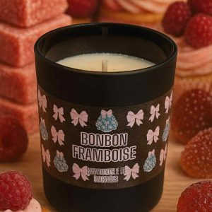 Bougie verre noir BONBON NOËL FRAMBOISE 150g