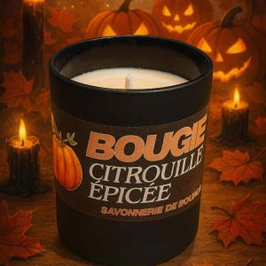 Bougie verre noir CITROUILLE ÉPICÉE 150G