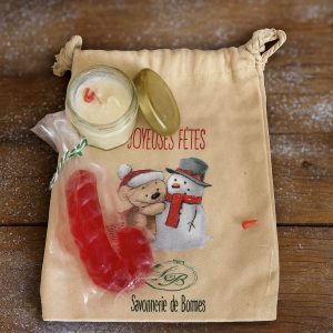 Bougie A petit pot de confiture et petit savon SUCRE D'ORGE FRAISE