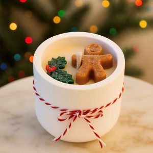 Bougie A petit pot bonhomme BISCUIT DE NOEL