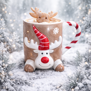 Bougie A MUG DE NOEL BUCHE CHOCOLAT (tasse marron ou rouge)