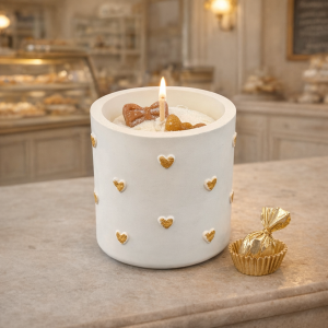 Bougie pot coeur or CARAMEL CHOCOLAT