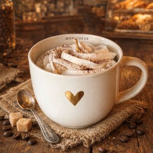 Bougie tasse MON COEUR CAFE NOISETTE