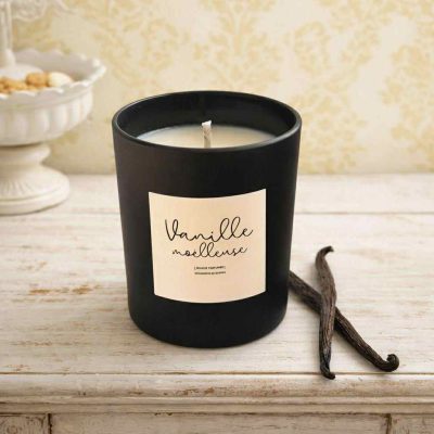 Bougie verre noir VANILLE MOELLEUSE