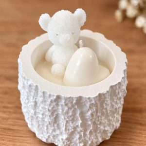 Bougie plâtre tronc nounours COQUELICOT ROUGE 50g