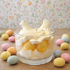 Bougie verrine  LA POULE AUX OEUFS D'OR gâteau de pâques