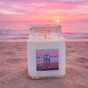 Bougie coulée pot carré CREME SOLAIRE 260g