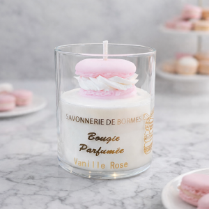 Bougie chantilly macaron 150g VANILLE ROSE