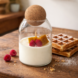 Bougie boule liège CARAMEL FRAMBOISE