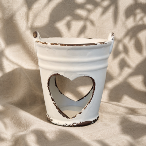 Brûle parfum grand sceau coeur blanc h12cm d10cm