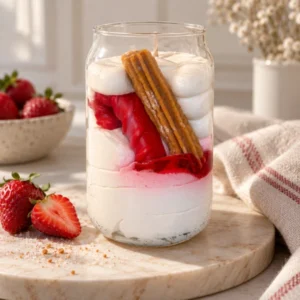 Bougie verre à jus SUCRE D’ORGE et sa paille en verre offerte