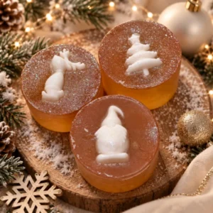 Savon rond de Noël BONHOMME DE NEIGE